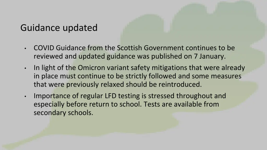 guidance updated
