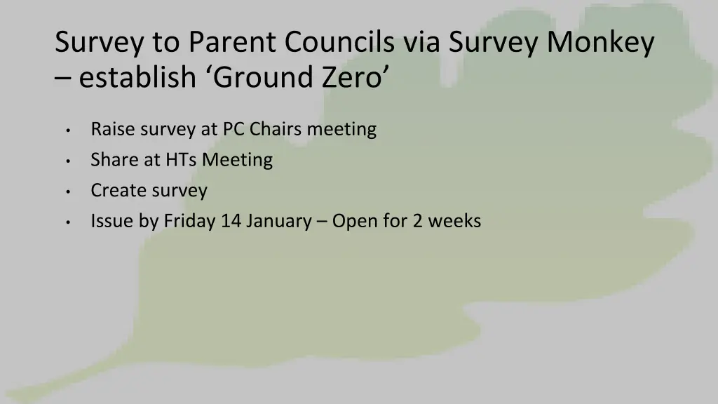 survey to parent councils via survey monkey