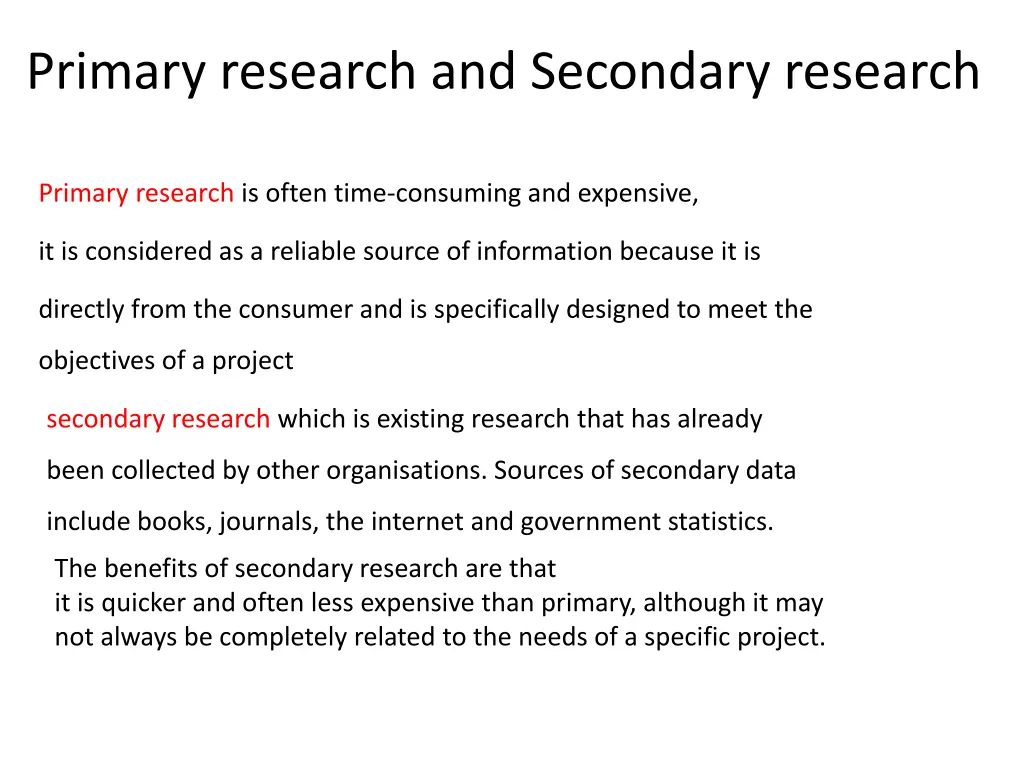 primary research and secondary research