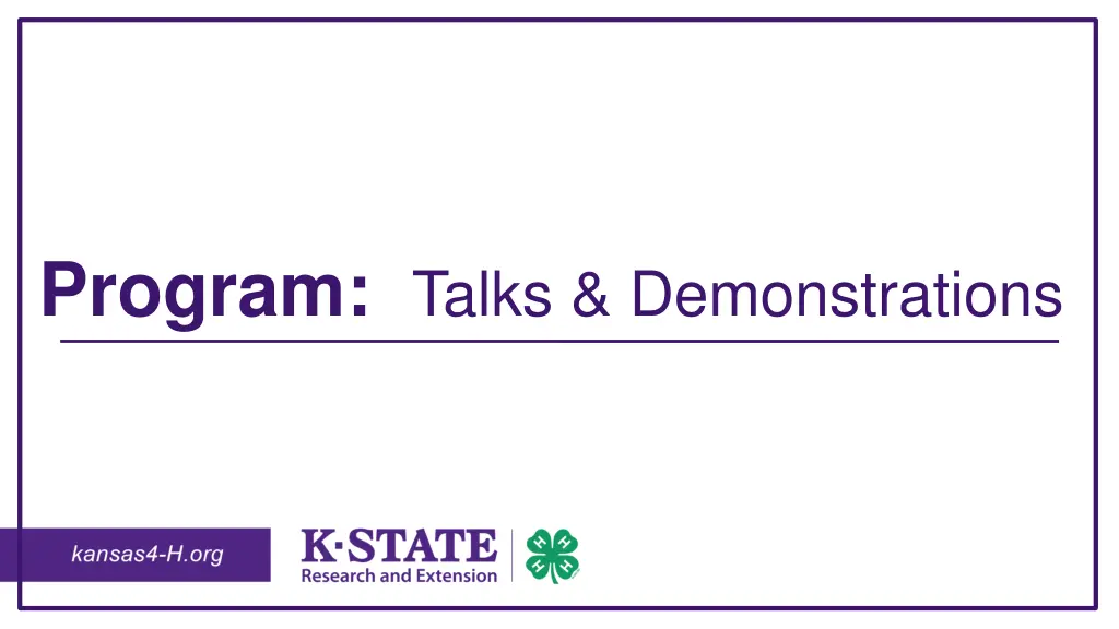 program talks demonstrations