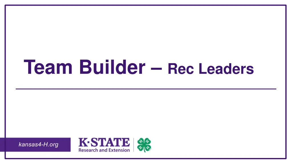 team builder rec leaders