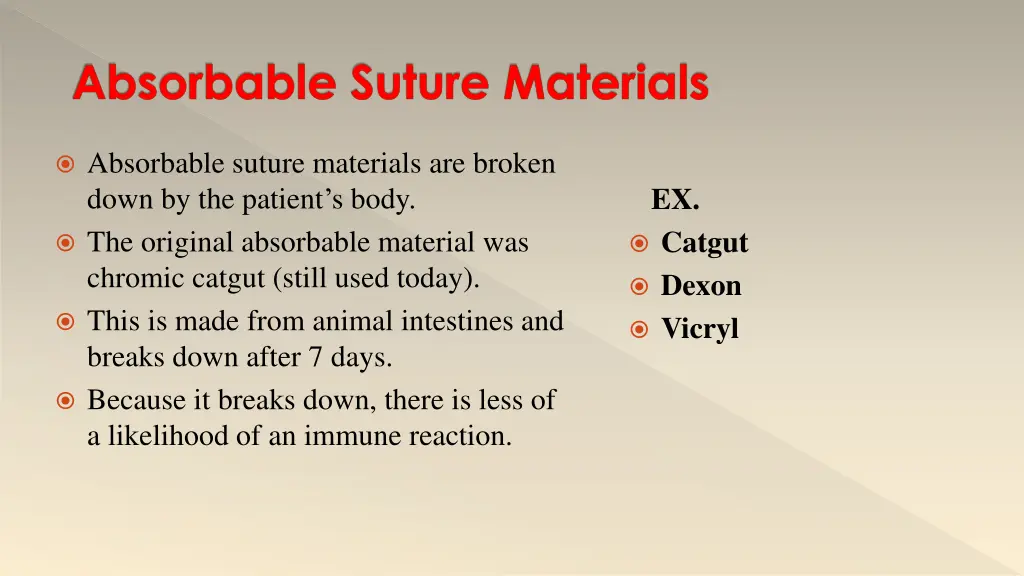 absorbable suture materials