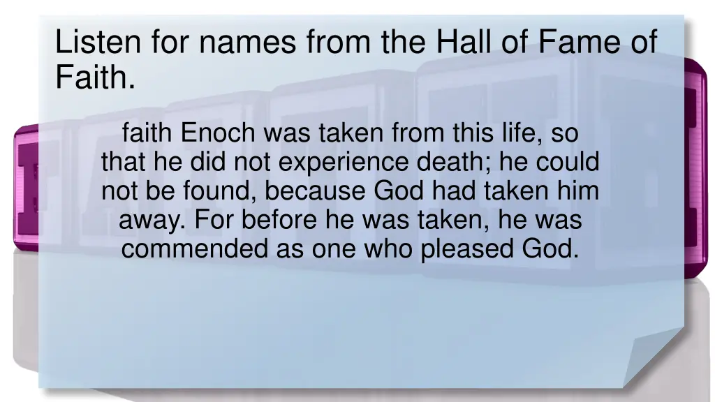 listen for names from the hall of fame of faith 1