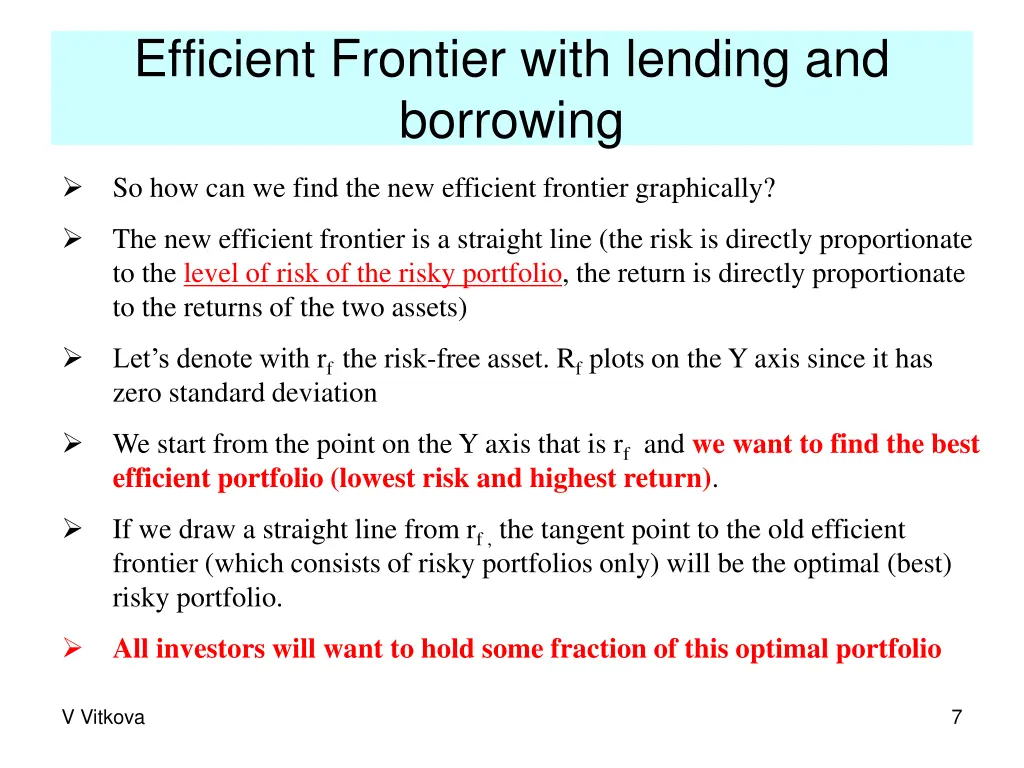 efficient frontier with lending and borrowing 1