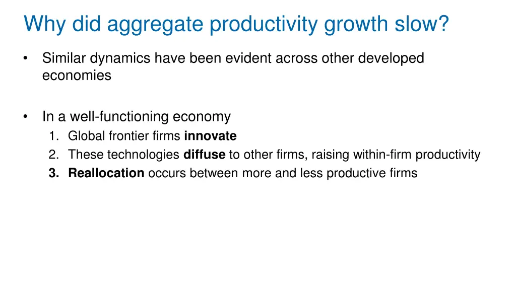 why did aggregate productivity growth slow 1