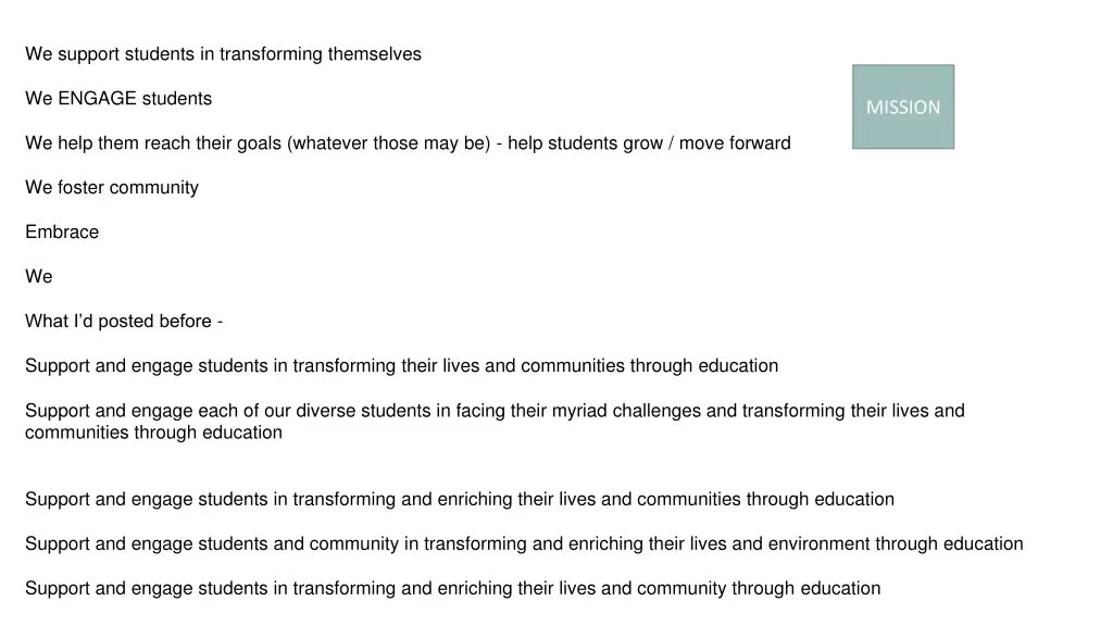 we support students in transforming themselves