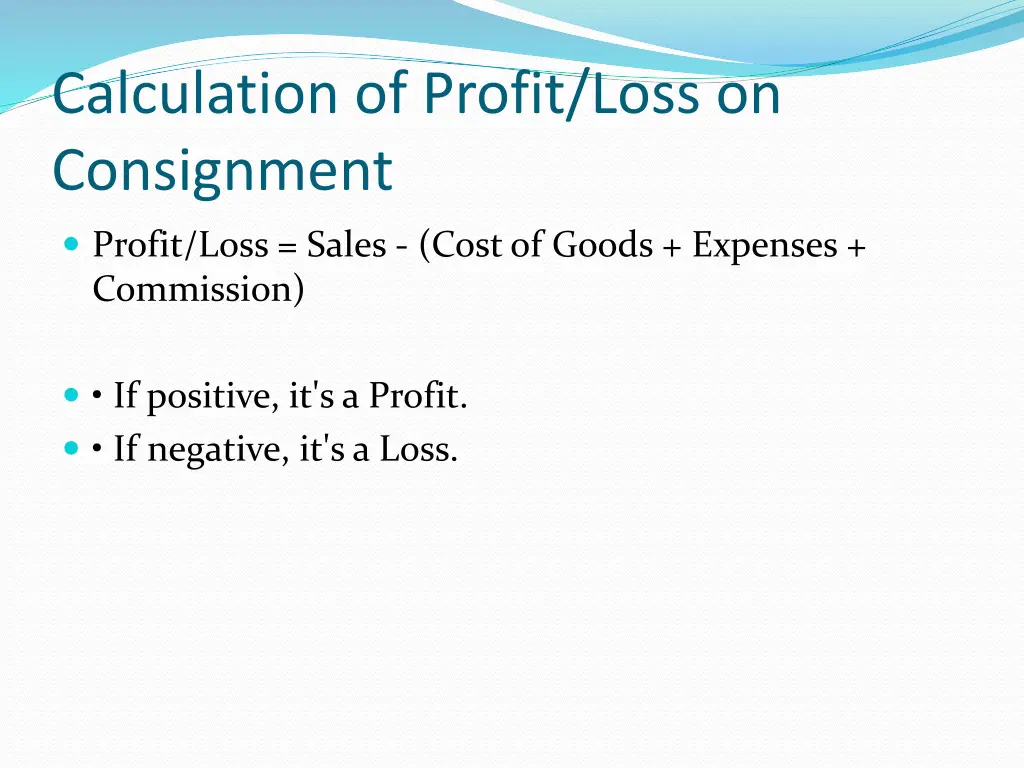 calculation of profit loss on consignment