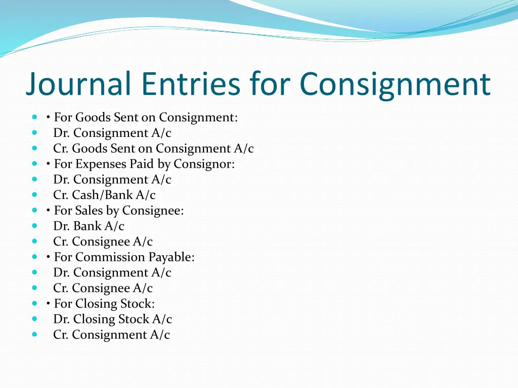 journal entries for consignment