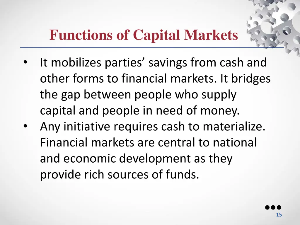 functions of capital markets