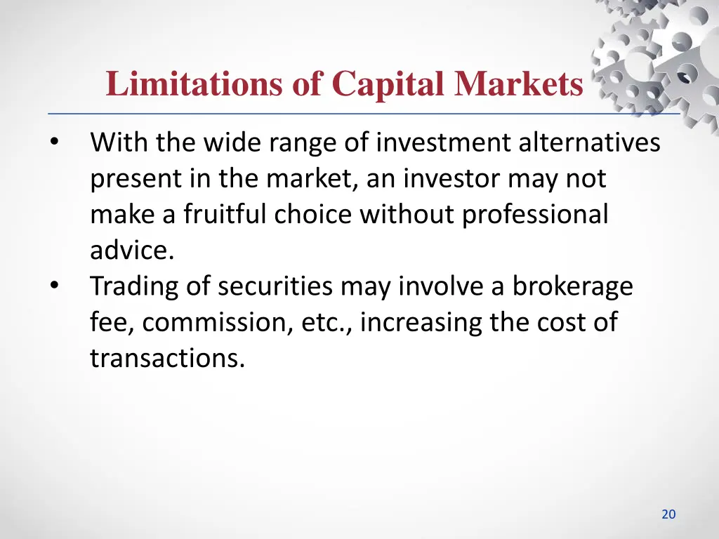limitations of capital markets 1