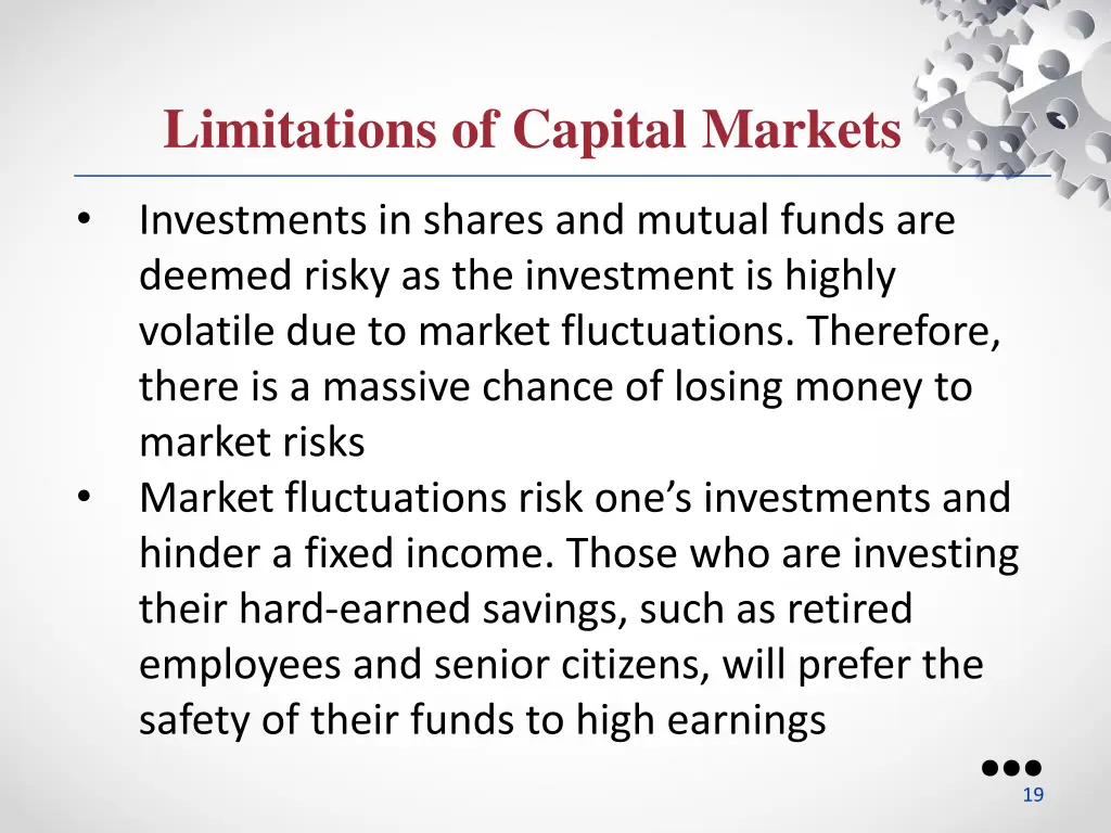 limitations of capital markets