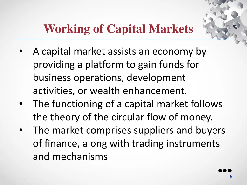 working of capital markets