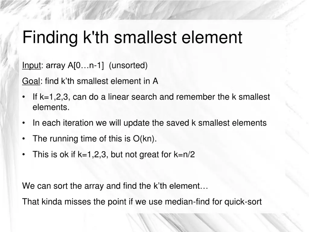 finding k th smallest element 1