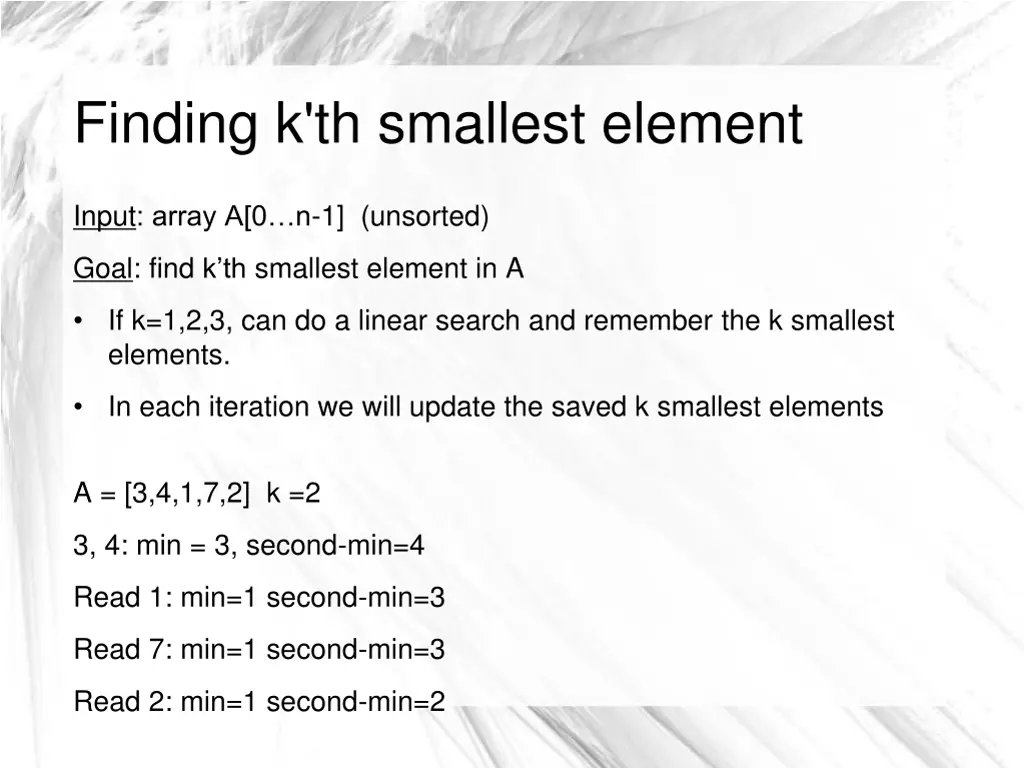 finding k th smallest element 2