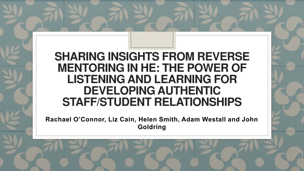 sharing insights from reverse mentoring