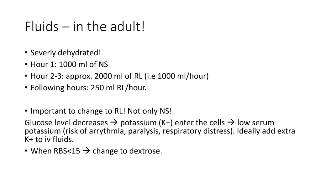 fluids in the adult