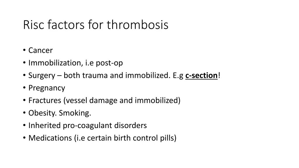risc factors for thrombosis