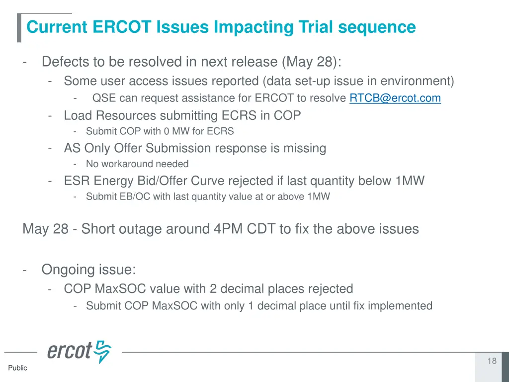 current ercot issues impacting trial sequence