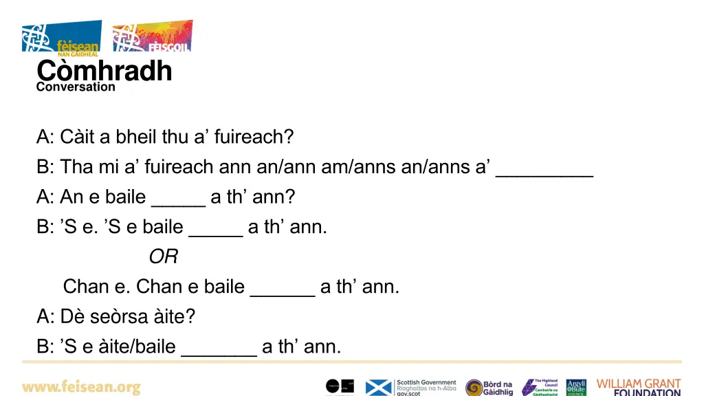 c mhradh conversation