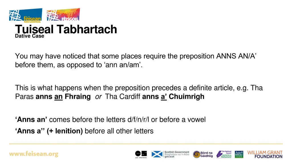 tuiseal tabhartach dative case