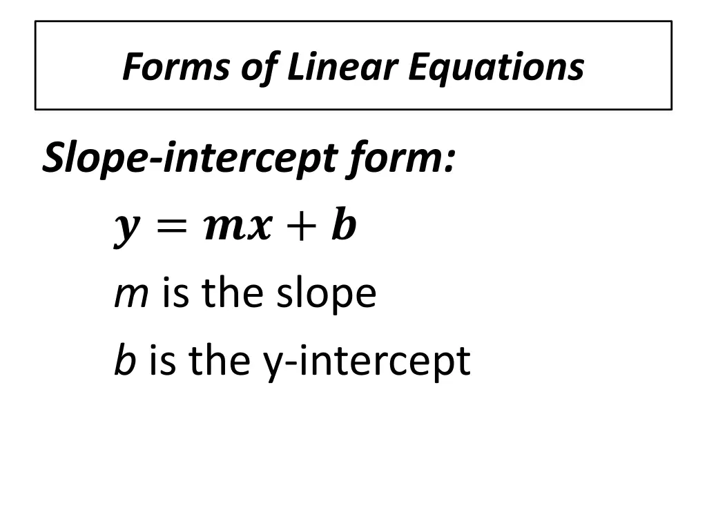 forms of linear equations