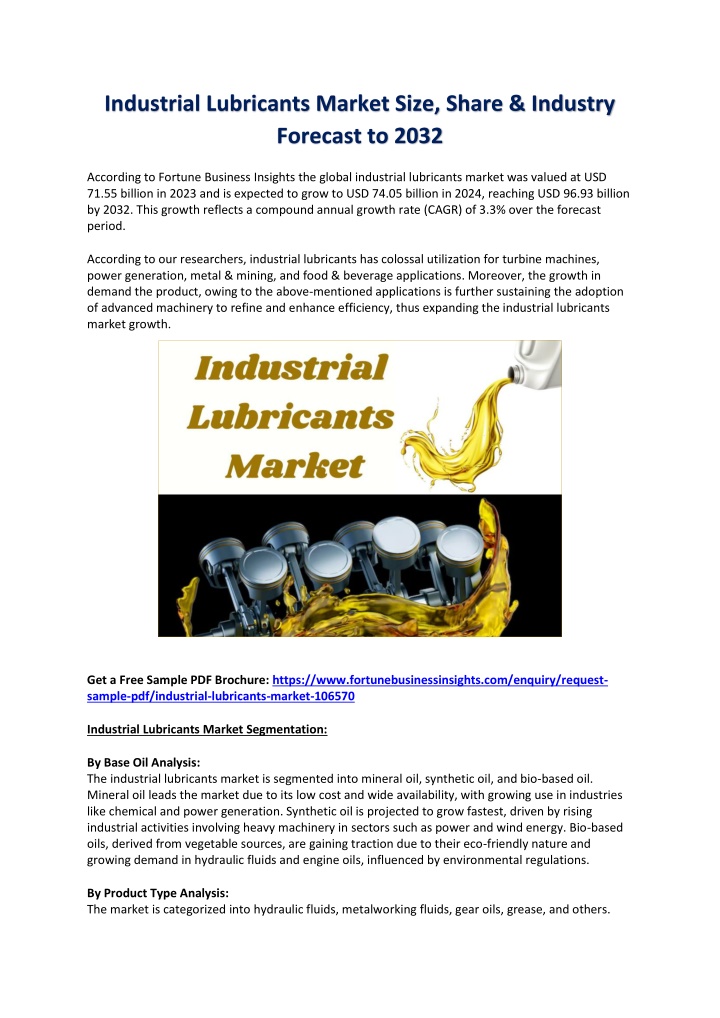 industrial lubricants market size share industry