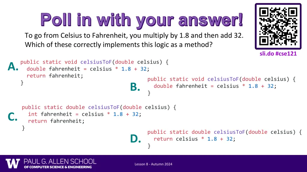 poll in with your answer to go from celsius