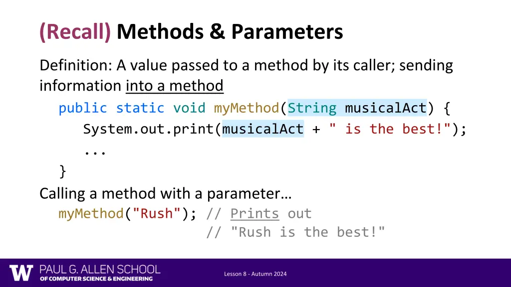 recall methods parameters