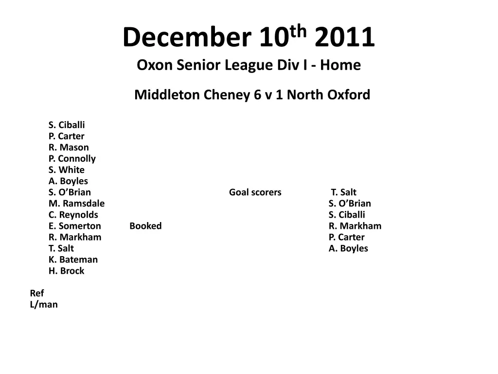 december 10 th 2011 oxon senior league div i home