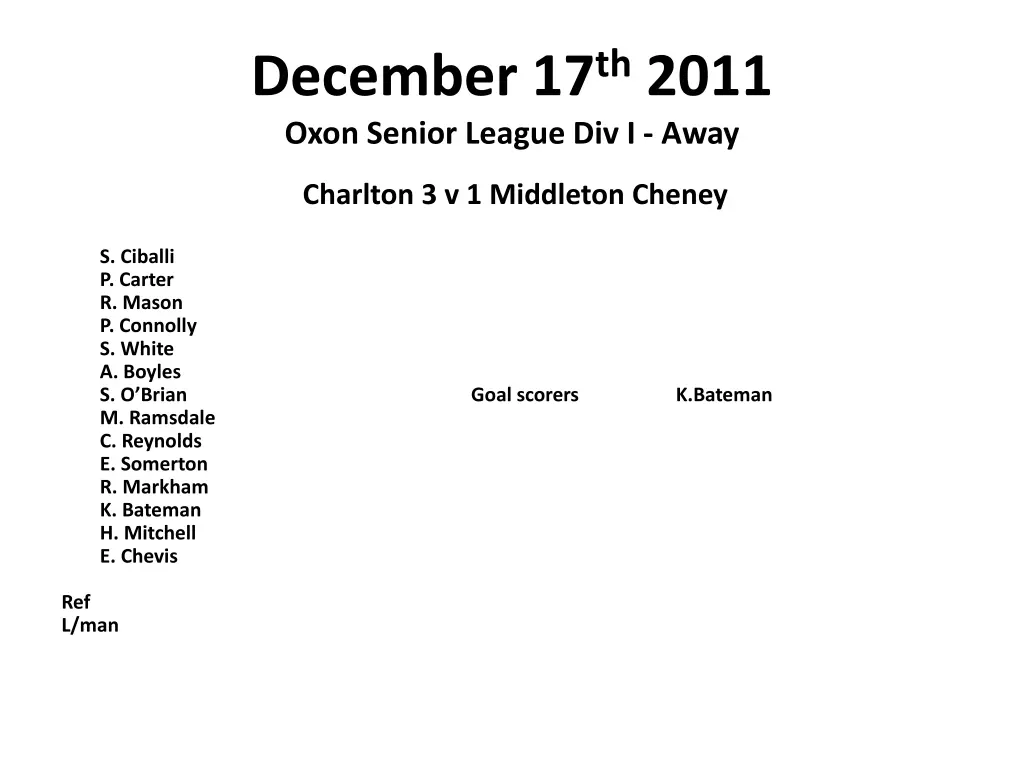 december 17 th 2011 oxon senior league div i away
