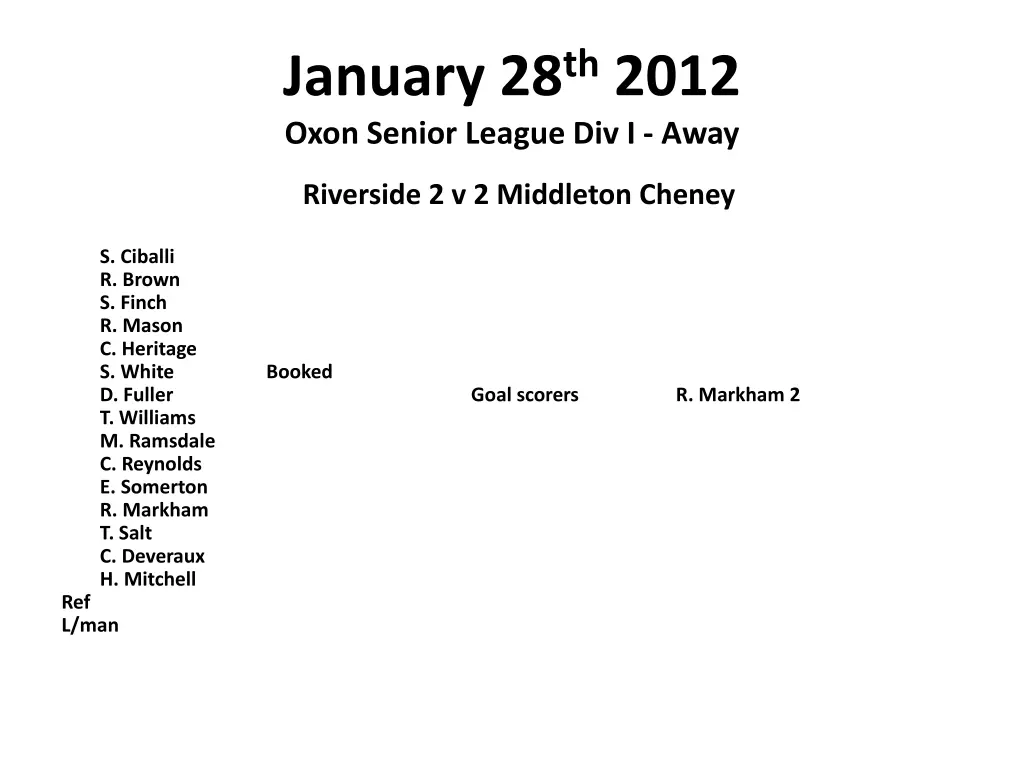january 28 th 2012 oxon senior league div i away