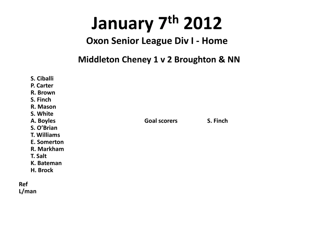 january 7 th 2012 oxon senior league div i home
