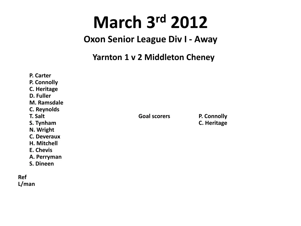 march 3 rd 2012 oxon senior league div i away