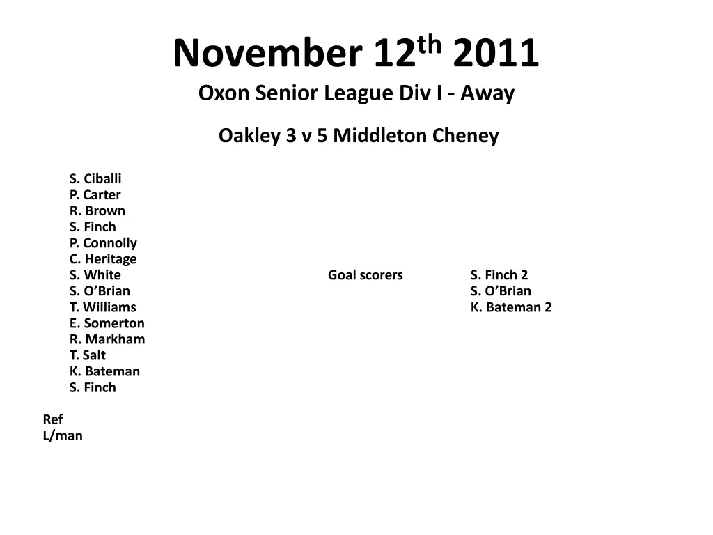 november 12 th 2011 oxon senior league div i away