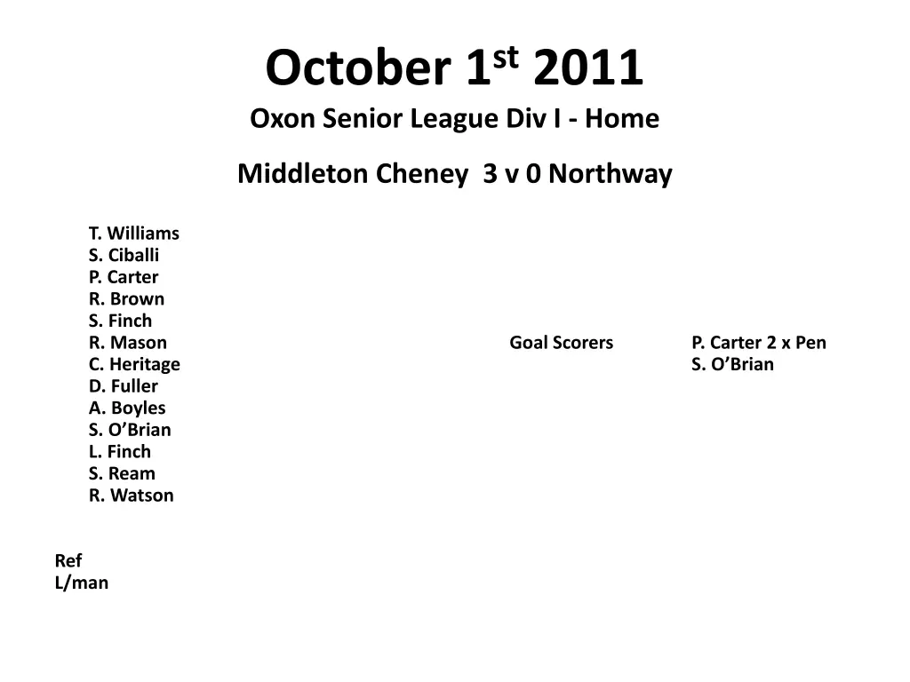october 1 st 2011 oxon senior league div i home