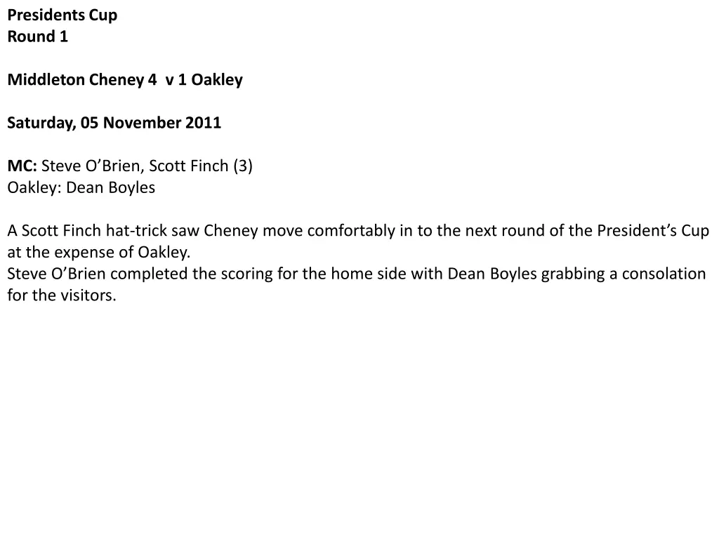 presidents cup round 1