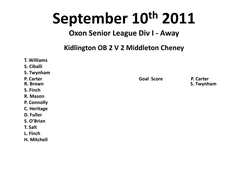 september 10 th 2011 oxon senior league div i away