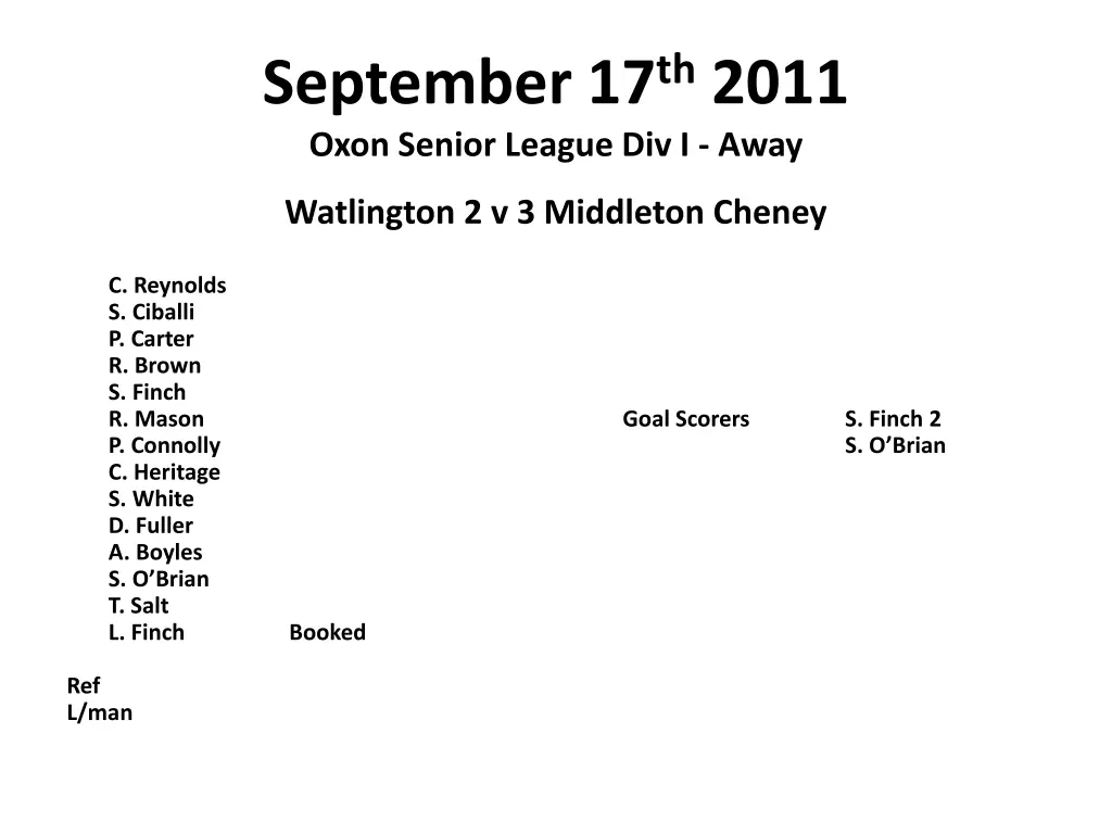 september 17 th 2011 oxon senior league div i away