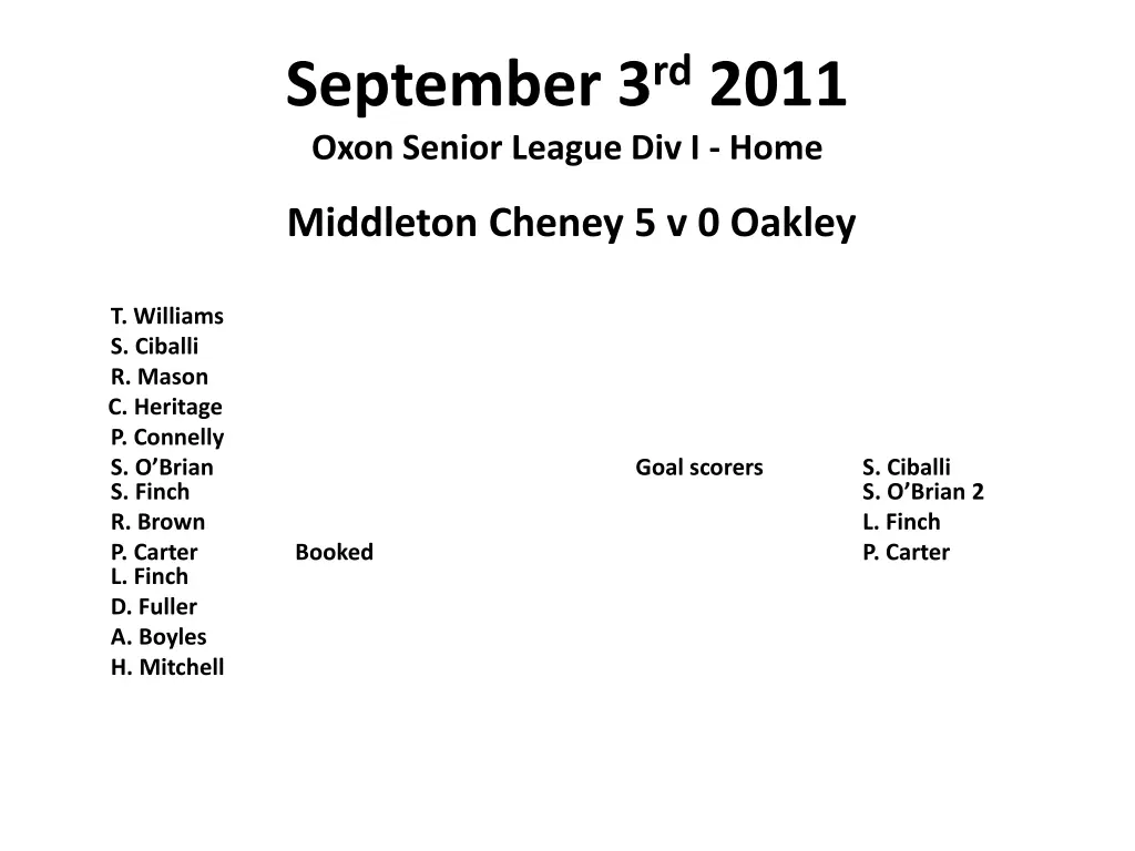 september 3 rd 2011 oxon senior league div i home