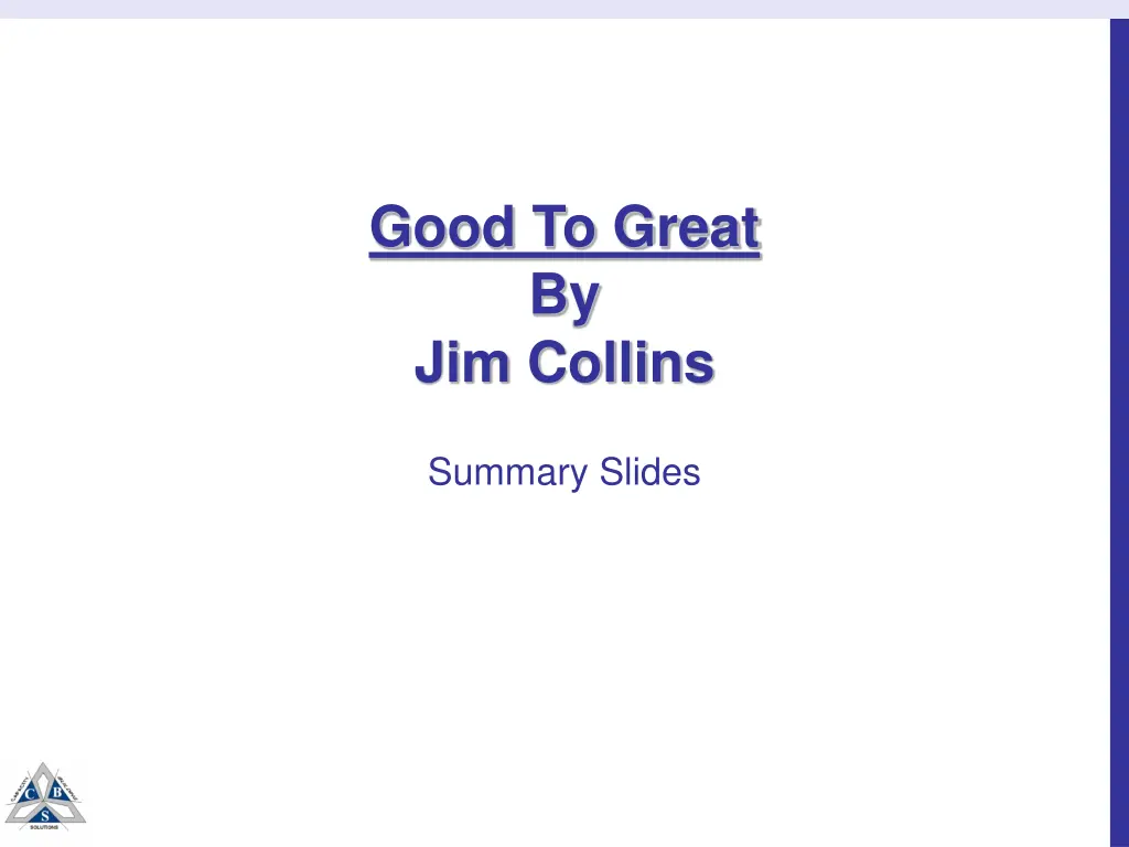 good to great by jim collins