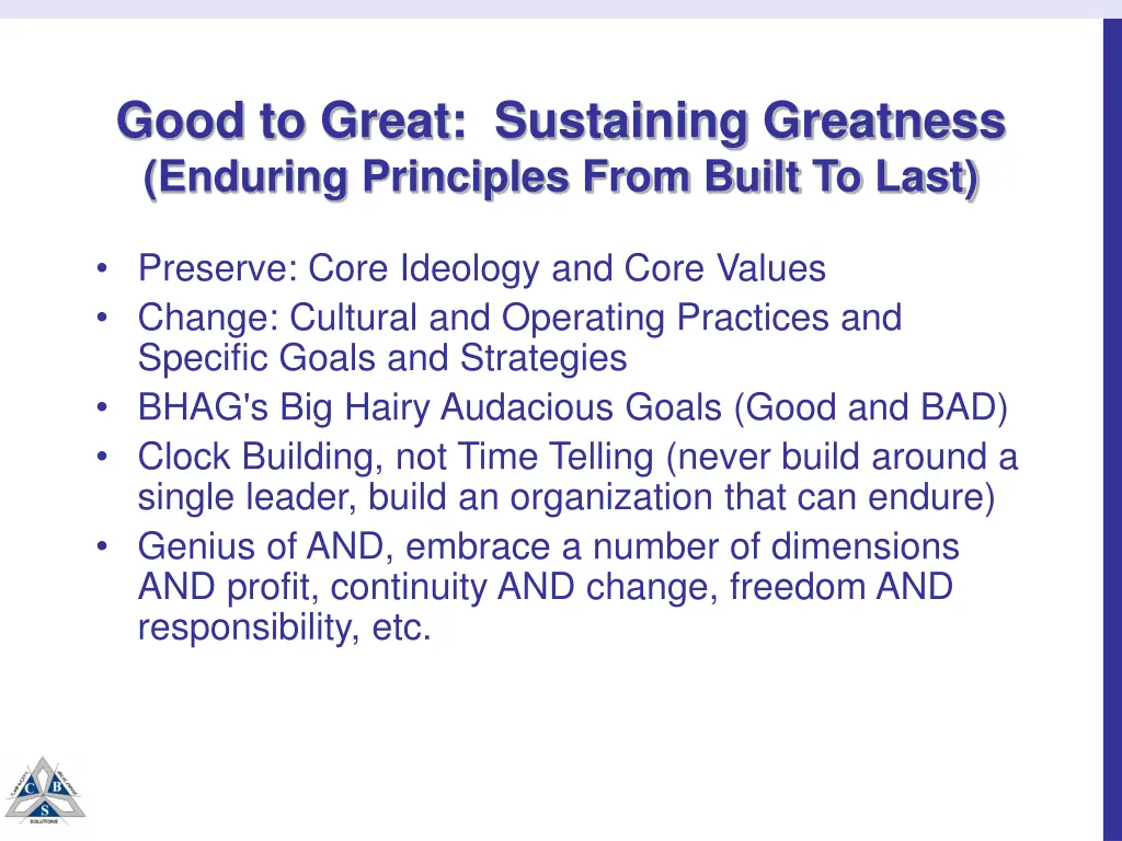 good to great sustaining greatness enduring
