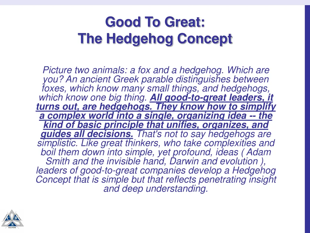 good to great the hedgehog concept