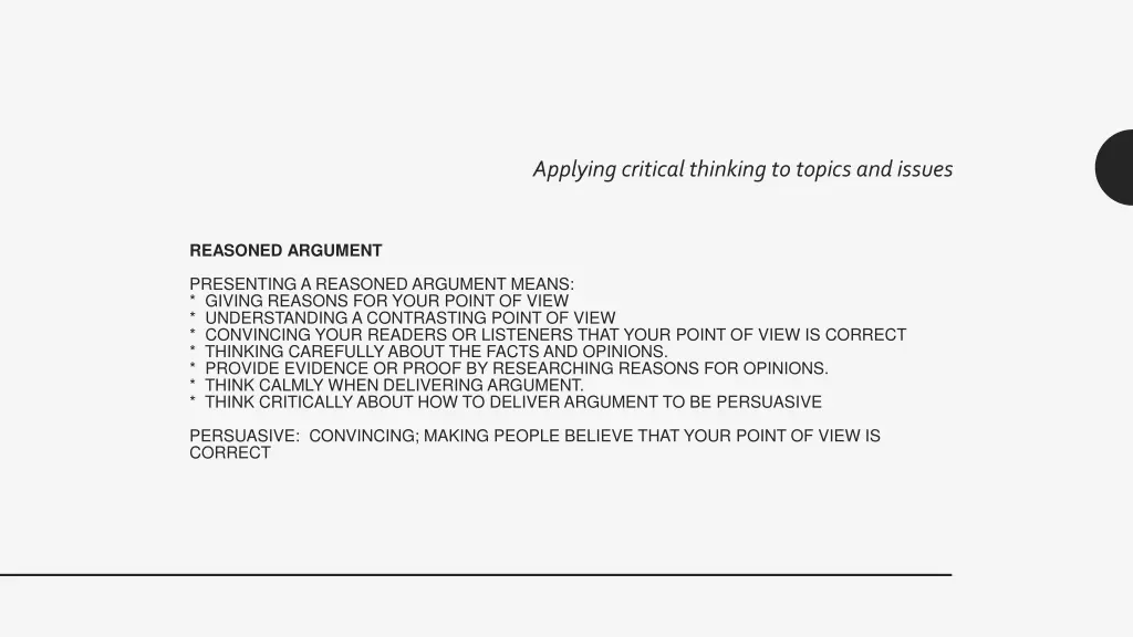 applying critical thinking to topics and issues