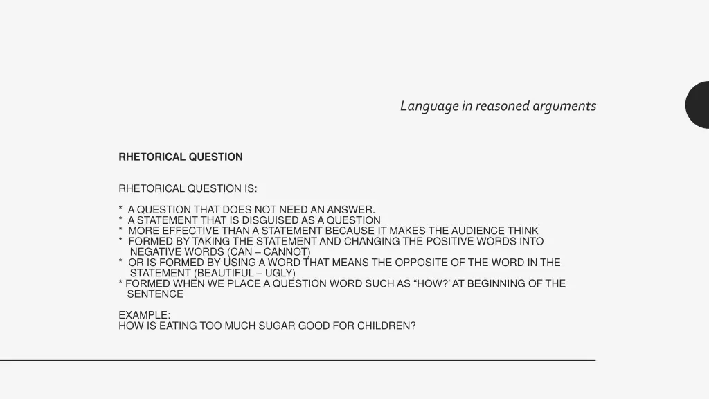 language in reasoned arguments