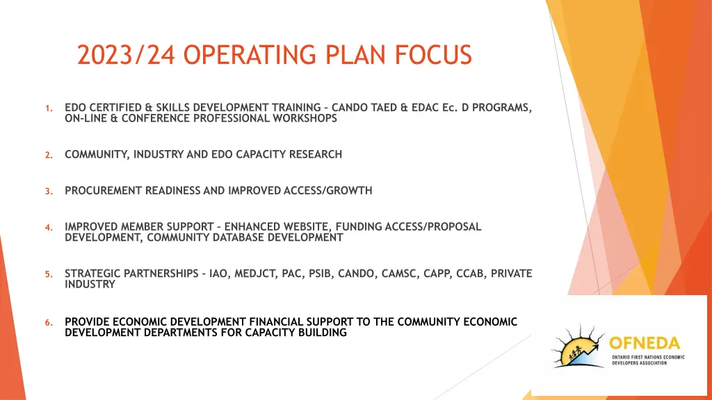 2023 24 operating plan focus