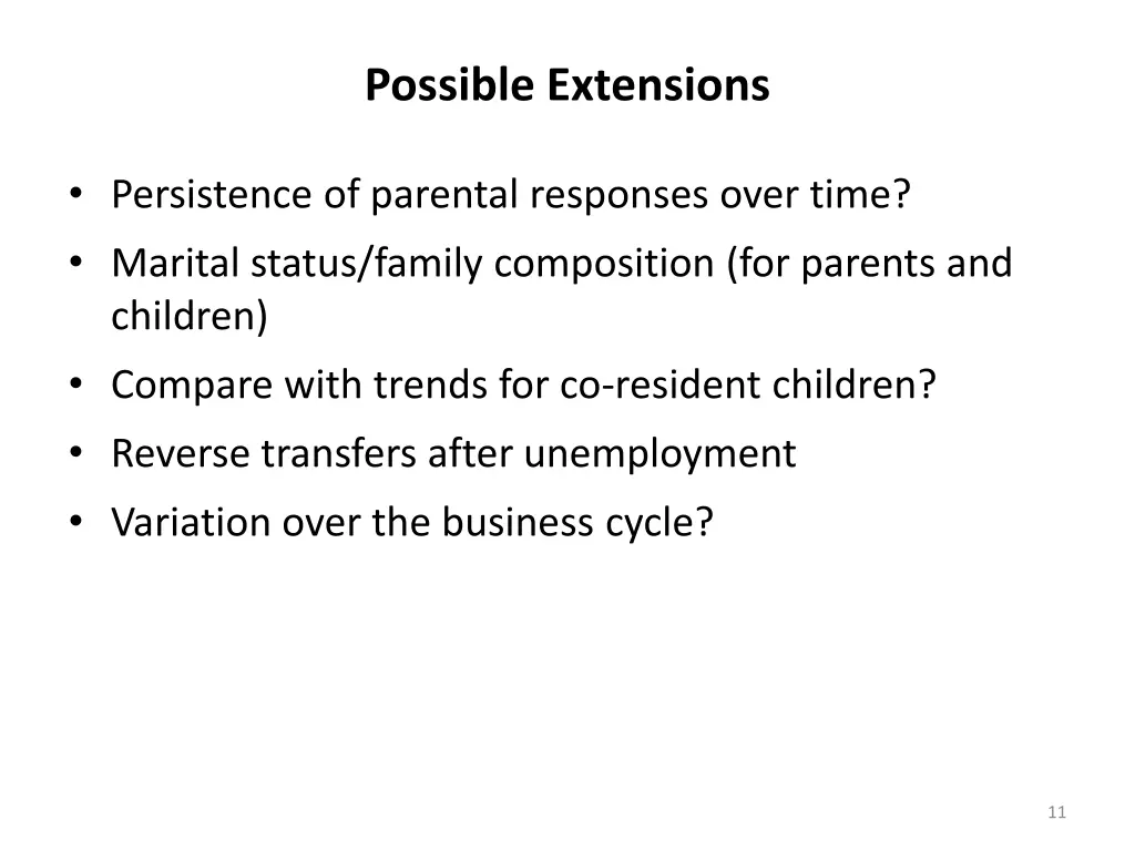 possible extensions
