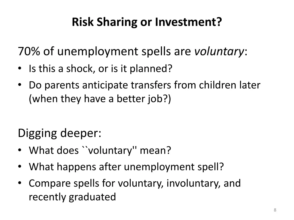 risk sharing or investment