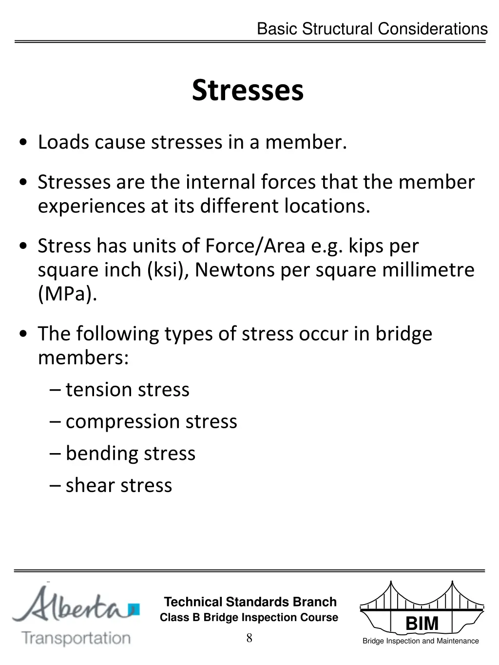 basic structural considerations 8