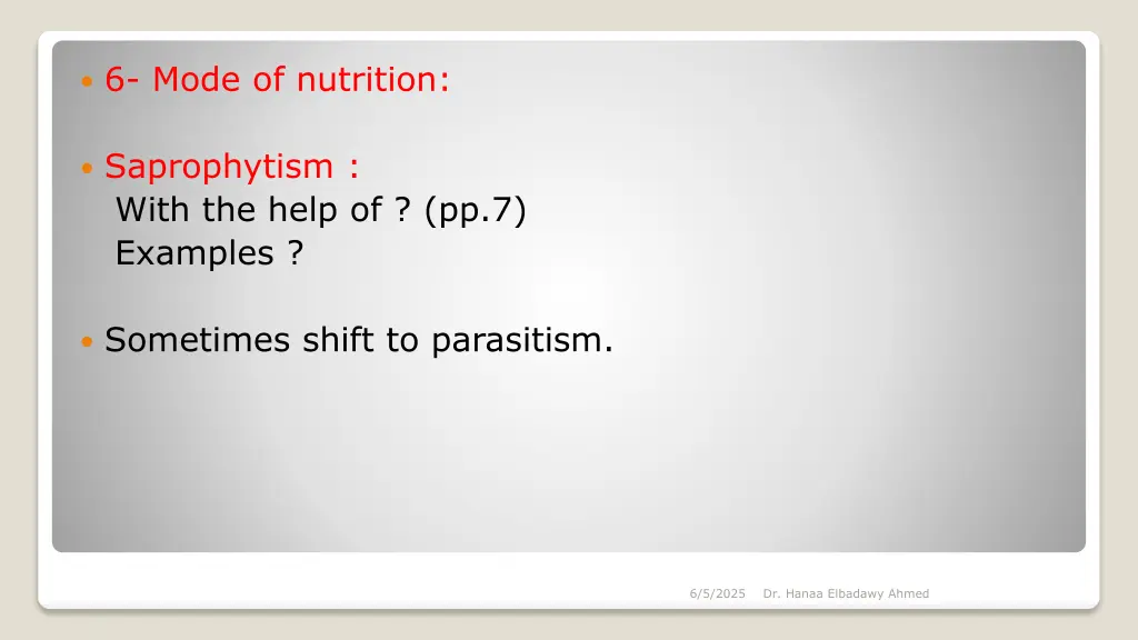 6 mode of nutrition