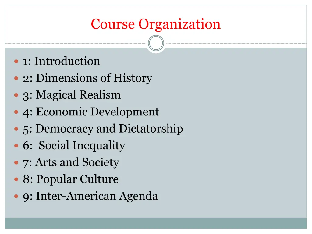 course organization 1